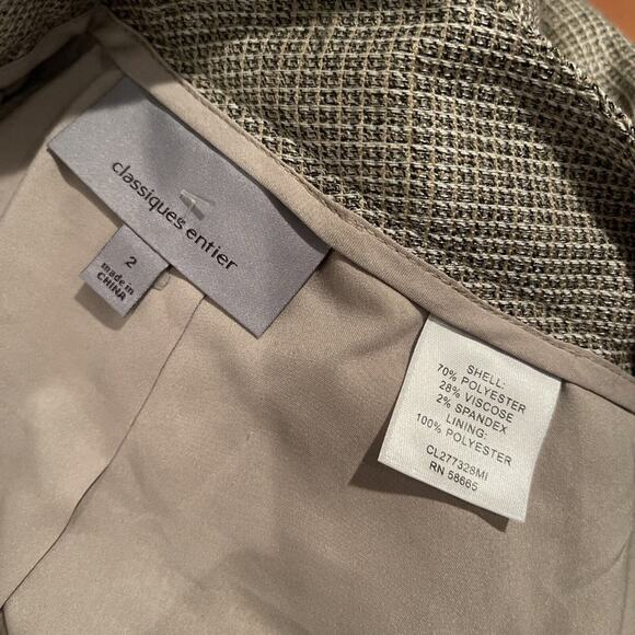Classiques Entier Neutral Multi  Plaid Dress Pants Size 2 BNWOT - Picture 7 of 11